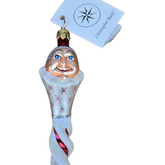 NWT Christopher Radko Jack Frost Icicle Ornament Red White Twist 6" - Picture 2 of 9